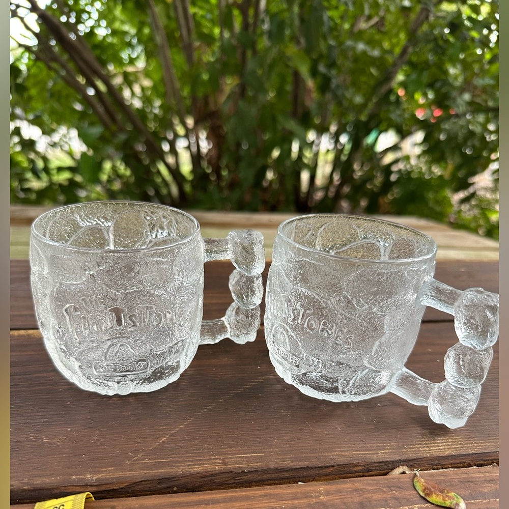 McDonalds Flintstones Glass Mug
Cup 1993 Clear Frosted